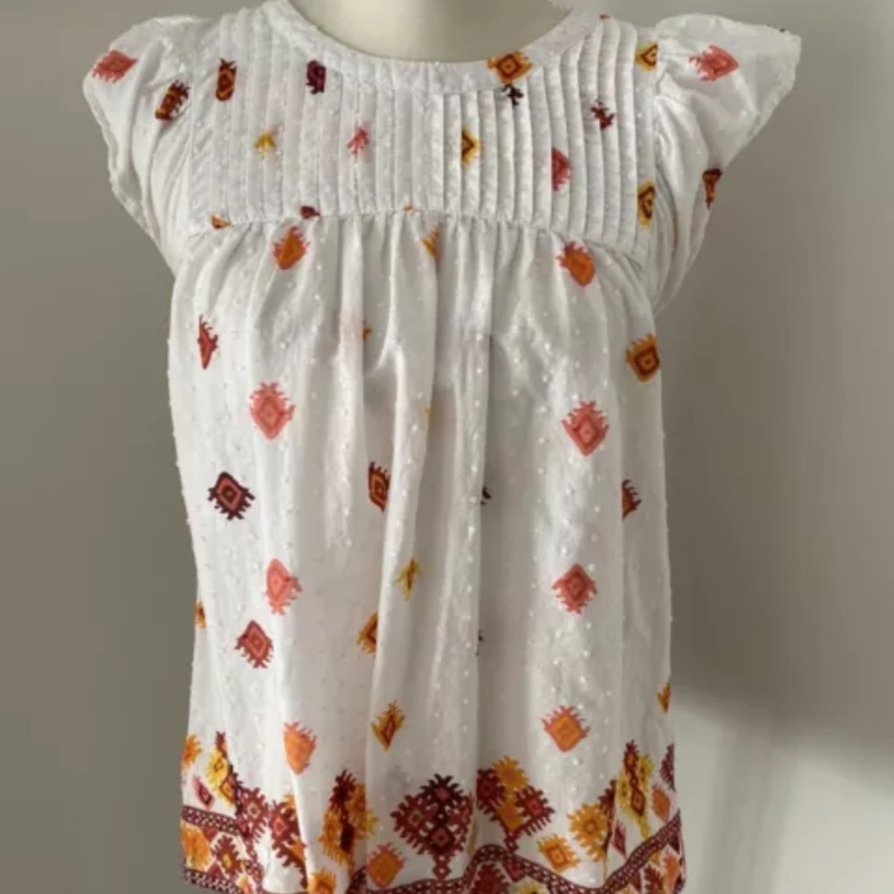 LOFT Outlet White Cotton Embroidered Tank Size XS